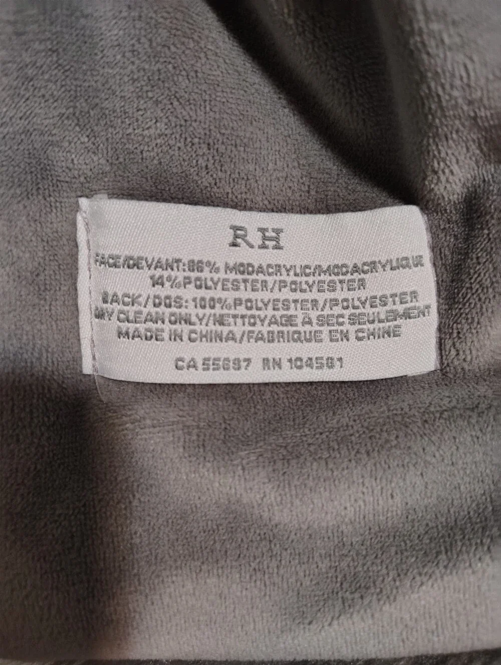 Luxury Faux Fur Bedspread in Charcoal Gray -  BRAND-Restorational Hardware.